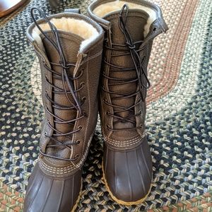 LL Bean 10" Shearling-Lined Bean Boots, Women's 8M